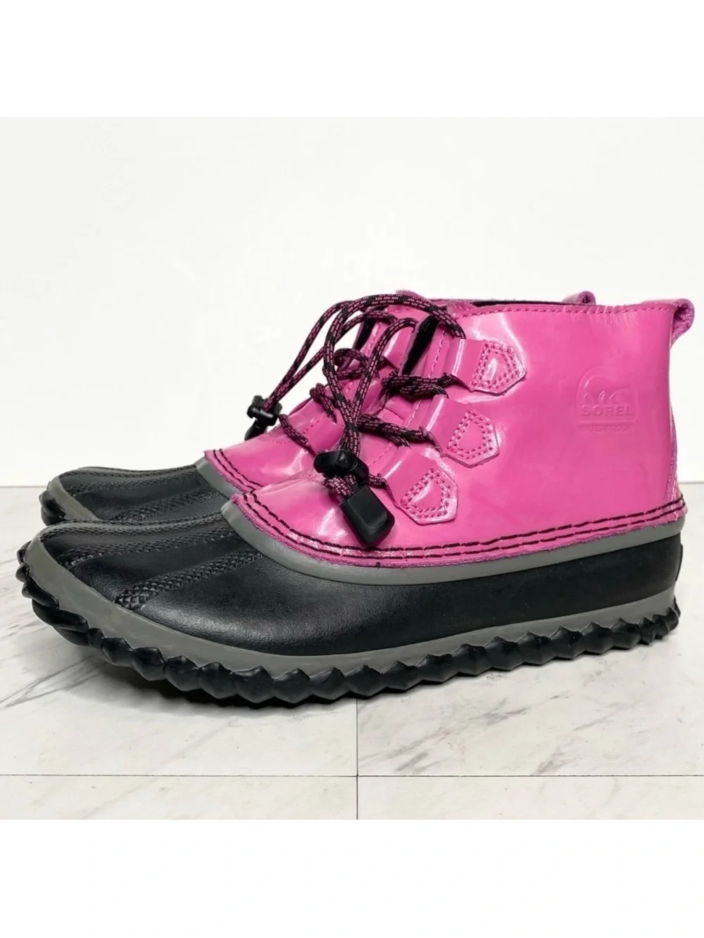 New! Sorel Out And About Kids Pink Black Snow Duck Boot 4